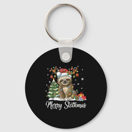 Porte-clés Merry Slothmas Funny Sloth Christmas Tree Lights X (Recto)