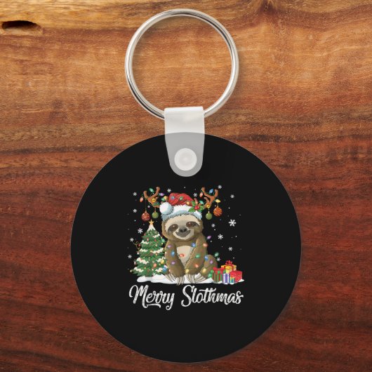 Porte-clés Merry Slothmas Funny Sloth Christmas Tree Lights X (Recto)
