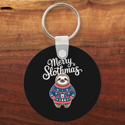 Porte-clés Merry Slothmas Sweater Funny Sloth Christmas Pajam (Recto)