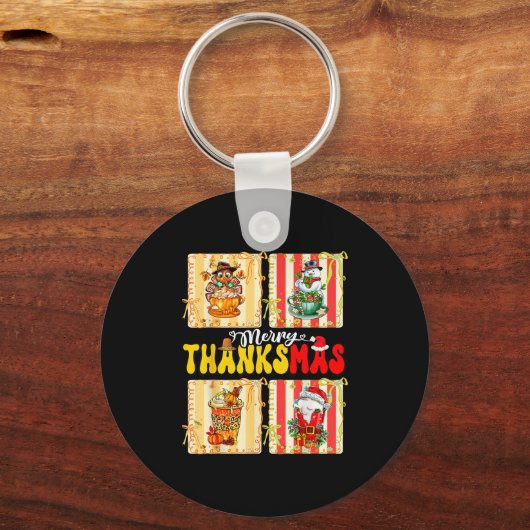 Porte-clés Merry Thanksmas Pumpkin Sce Latte Coffee Thanksgiv (Recto)