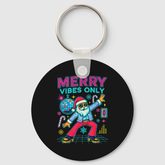 Porte-clés Merry Vibes Only Santa Christmas Disco Retro 70s 8 (Recto)