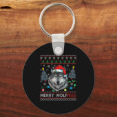 Porte-clés Merry Wolfmas Merry Christmas Wolf Ugly Sweater Fu (Recto)