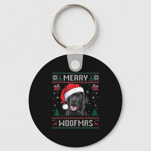 Porte-clés Merry Woofmas Ugly Sweater Black Lab Labrador Chri (Recto)