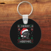 Porte-clés Merry Woofmas Ugly Sweater Black Lab Labrador Chri (Recto)
