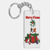 Porte-clés “Merry X’mas” Whimsical Holiday Greeting Design (Devant gauche)