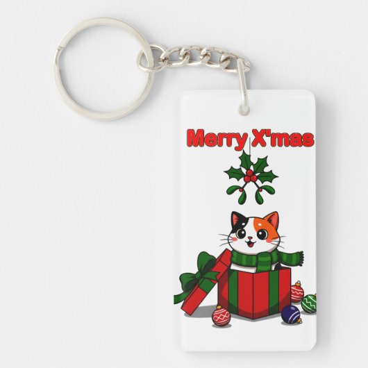 Porte-clés “Merry X’mas” Whimsical Holiday Greeting Design (Devant)