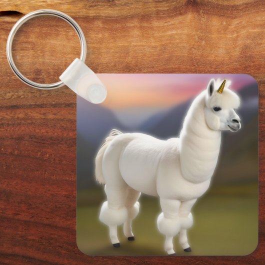 Porte-clés "Merveilleuse : Pom-Pom Blanc Alpaca Unicorn" (Recto)