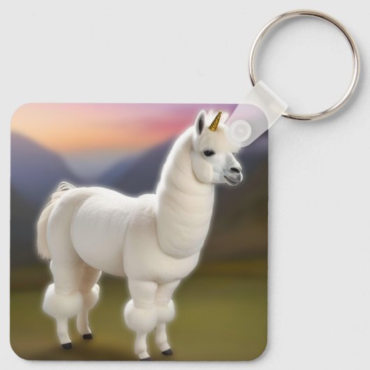 Porte-clés "Merveilleuse : Pom-Pom Blanc Alpaca Unicorn" (Dos)