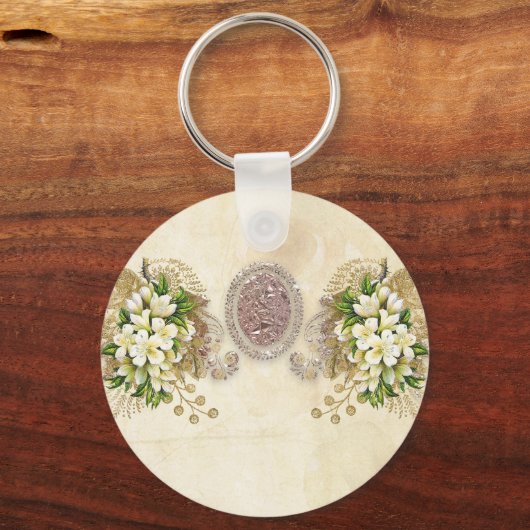 Porte-clés Merveilleuses fleurs blanches douces (Verso)