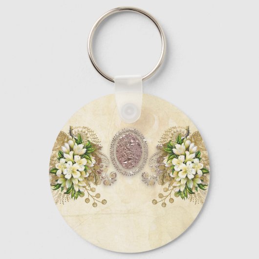 Porte-clés Merveilleuses fleurs blanches douces (Verso)