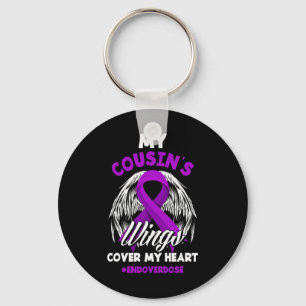 Porte-clés Mes ailes de Cousin couvrent Mon coeur en fin de s