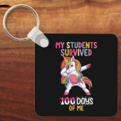 Porte-clés Mes élèves ont survécu 100 jours de moi Enseignant (Recto)