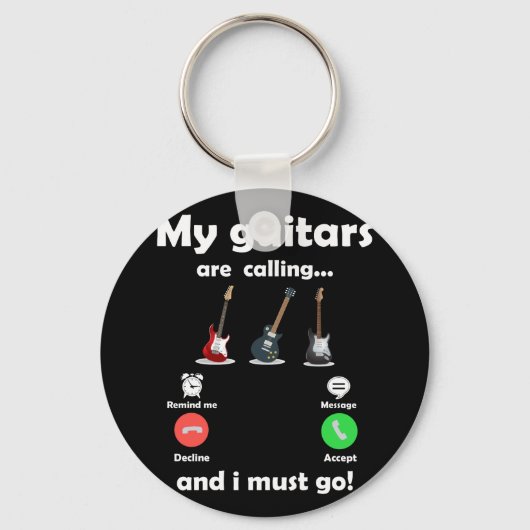 Porte-clés Mes Guitares Appelent... Me rappeler un message (Recto)