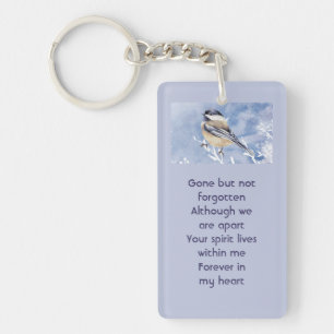 Porte-clés Mésange oiseau d'hiver neige arbre commémoratif