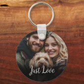 Porte-clés Message de script personnalisé Couple photo (Recto)