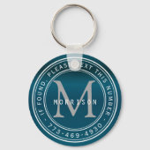 Porte-clés Message - Monogramme en Turquoise (Recto)