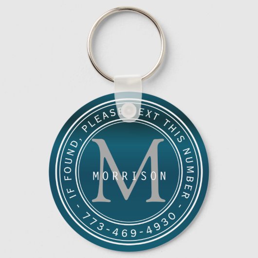 Porte-clés Message - Monogramme en Turquoise (Recto)