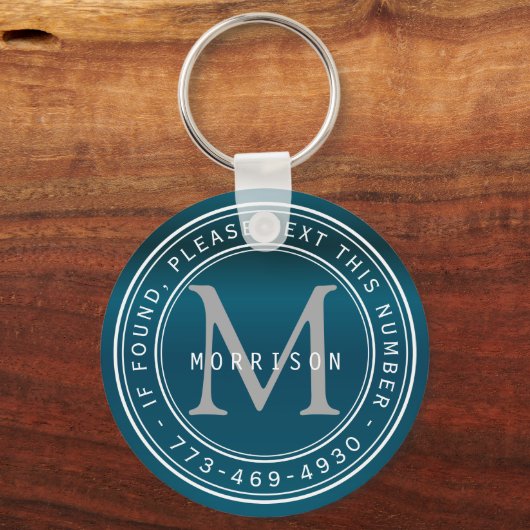 Porte-clés Message - Monogramme en Turquoise (Recto)