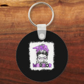 Porte-clés Messy Bun Empreinte de léopard Purple Ribbon Overd (Recto)