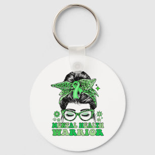 Porte-clés Messy Bun Leopard Green Ribbon Santé mentale Warri