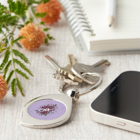 Porte-Clés Métal Bouquet de Violettes (Côté )