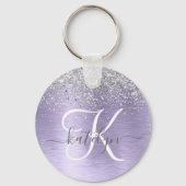 Porte-clés Métal brossé violet Parties scintillant d'argent N (Verso)