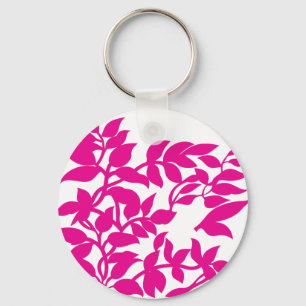 Porte-clés Métal Cercle Motif Feuille Élégant