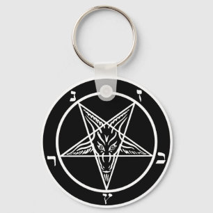 Porte-clés métal noir, baphomet des ténèbres !