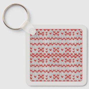 Porte-clés métallique carré en tricot nordique ROU
