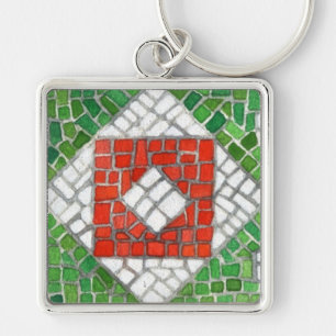 Porte-clés métallique carré MOSAÏQUE DE FÊTES