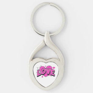 Porte-clés métallique Cœur torsadé LOVE