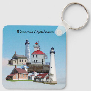 Porte-clés métallique des phares du Wisconsin