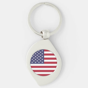 Porte-clés métallique drapeau américain États-Unis