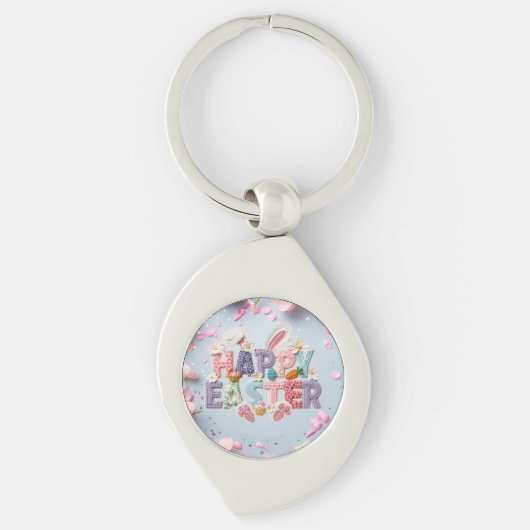 Porte-clés métallique Joyeuses Pâques (Devant)