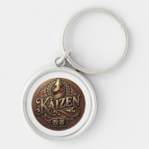 Porte-clés métallique premium Kaizen Crest vintage