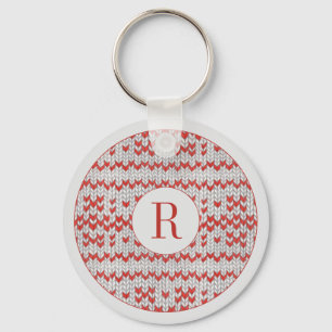 Porte-clés métallique rond en tricot nordique ROUG