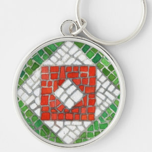 Porte-clés métallique rond MOSAÏQUE DE FÊTES