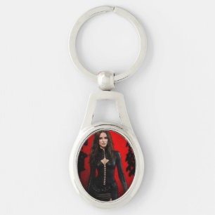Porte-clés métallique rouge noir