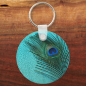 Porte-clés Métallurgie Aqua Blue Peacock Feather (Recto)