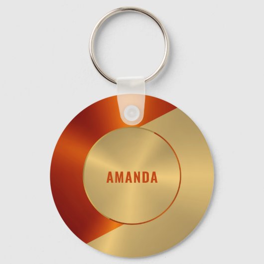 Porte-clés Métallurgique et rouge Conception géométrique (Recto)