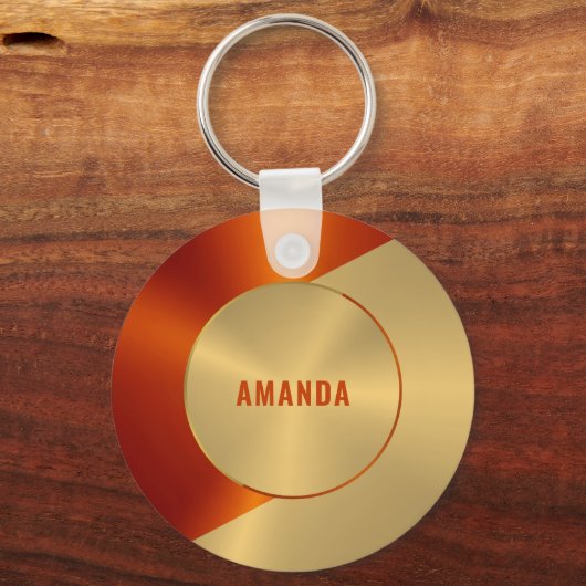 Porte-clés Métallurgique et rouge Conception géométrique (Verso)