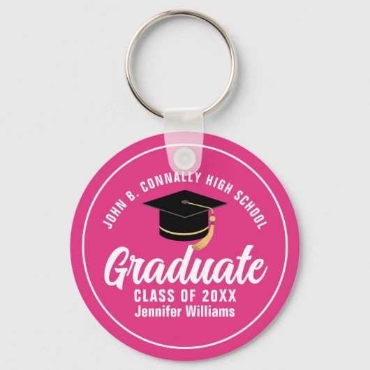Porte-clés Mete Hot Pink Graduation Custom 2025 Graduate (Recto)