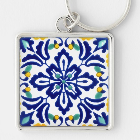 Porte-clés Mexicaine Talavera Terracotta Carrelage Design No. (Devant)