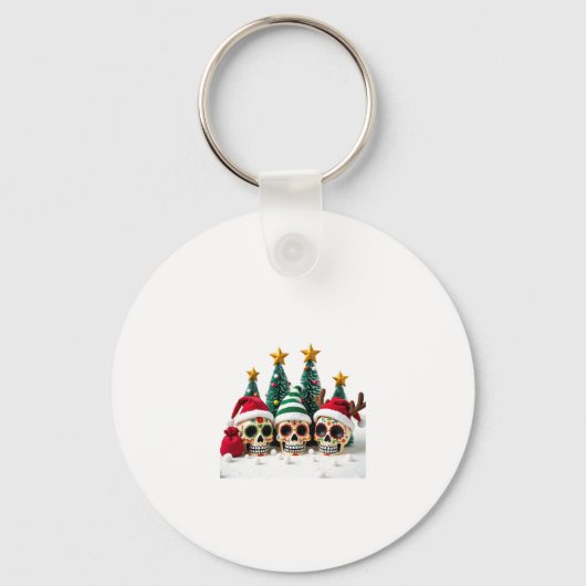 Porte-clés Mexican Calavera Santa Flower Sugar Skull Christma (Recto)