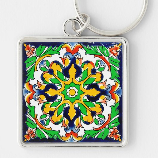 Porte-clés Mexique Talavera Terracotta Carrelage Design No 4 (Devant)