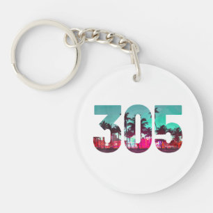 Porte-clés Miami 305 Zone Code Floride Palm Trees Vintage Pri