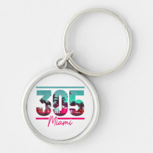 Porte-clés Miami 305 Zone Code Floride Palm Trees Vintage Pri
