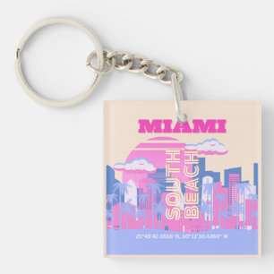 Porte-clés Miami Beach, Miami Travel Art, Preppy