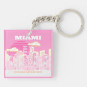Porte-clés Miami Beach, Miami Travel Art, Preppy, rose (Dos)
