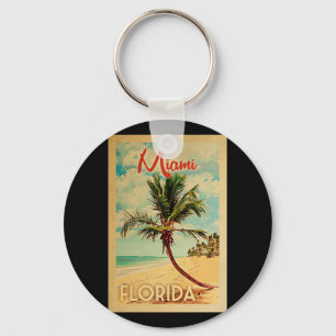 Porte-clés Miami Florida Palm Tree Beach Vintage Travel
